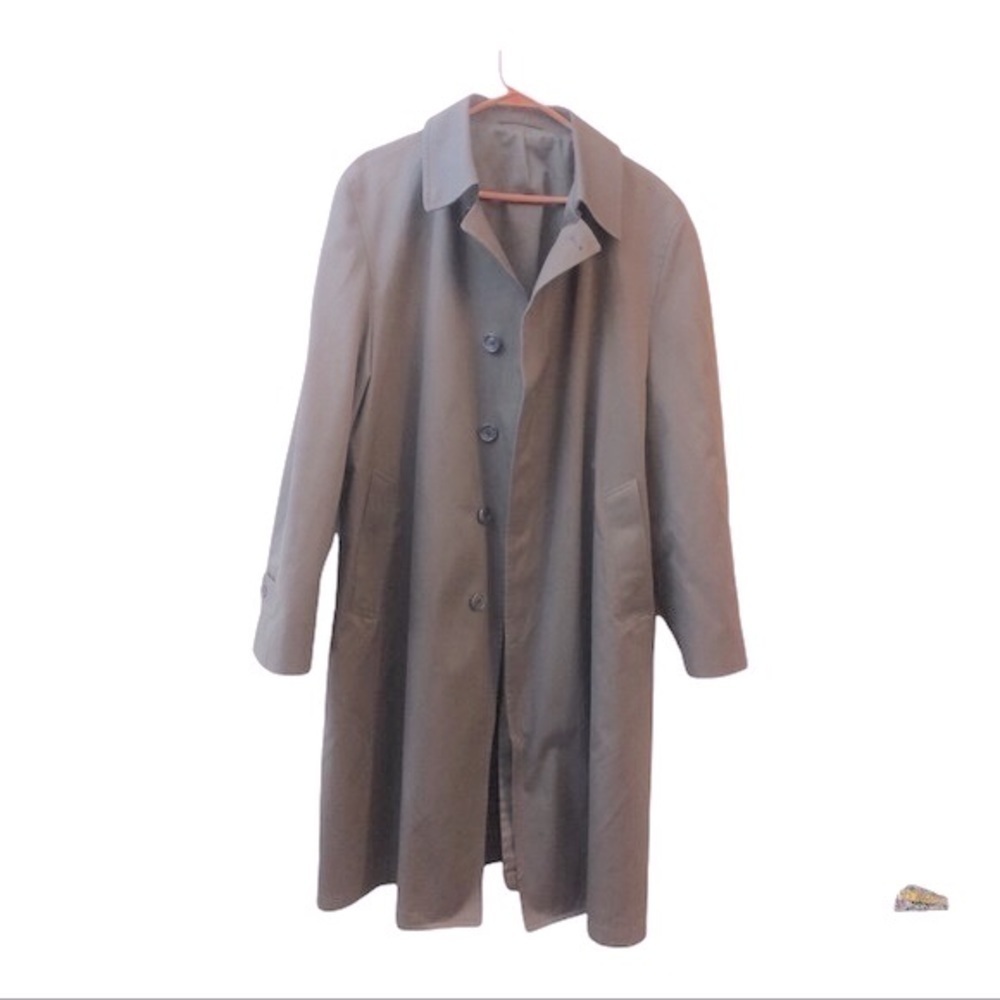 Vintage Men’s London Fog full length Spring Coat Kaki Size 44R